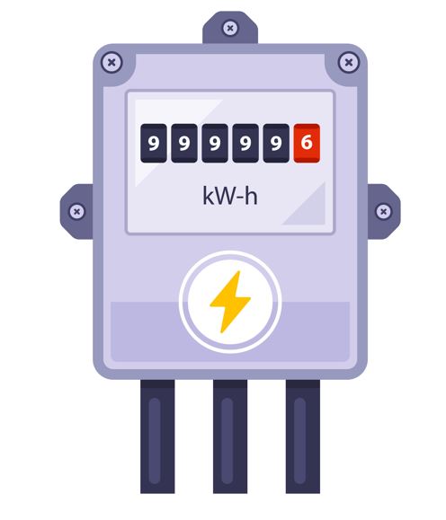 An electric meter displaying a reading in kWh.