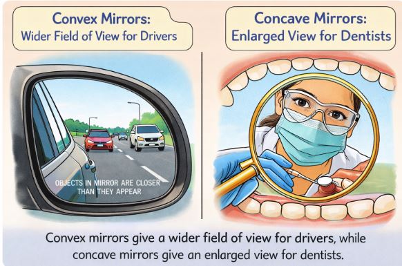Applications of spherical mirrors in daily life
