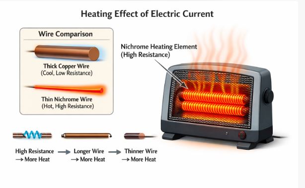 A room heater showing the glowing heating element