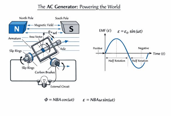 AC Generator components and Sine Wave Output