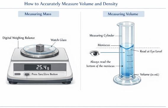 Reading the meniscus in a measuring cylinder