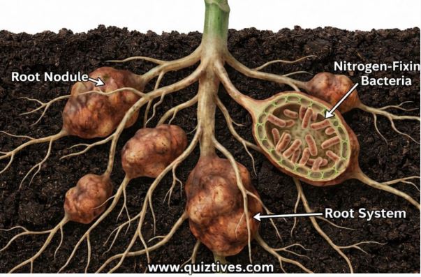 Root nodules on a leguminous plant