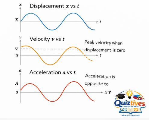 SHM displacement velocity hraphs