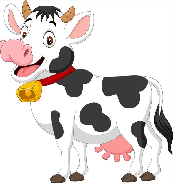 A smiling cartoon cow