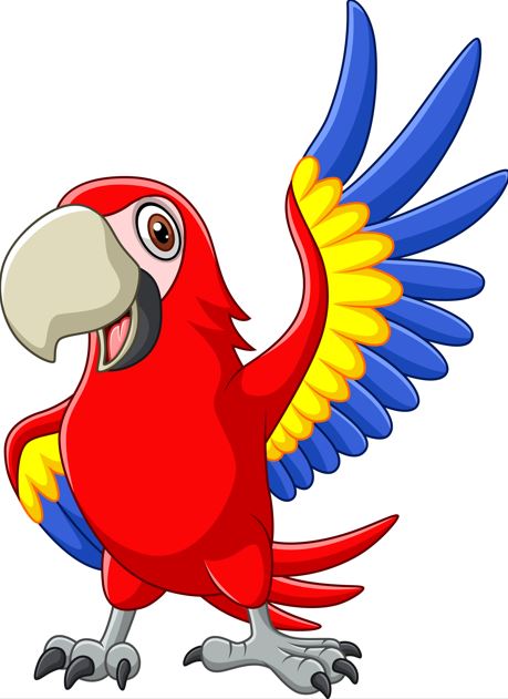 A colorful cartoon parrot