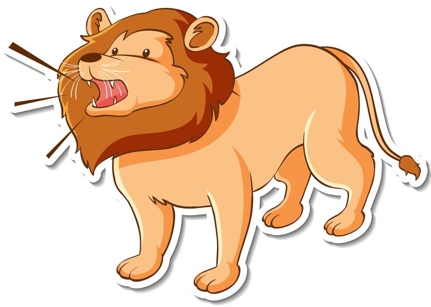 A cartoon lion roaring
