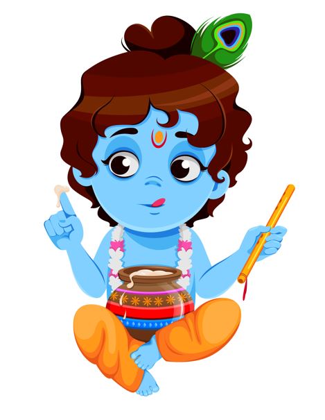 A painting of young Krishna with butter smeared on his face, talking to his mother Yashoda.