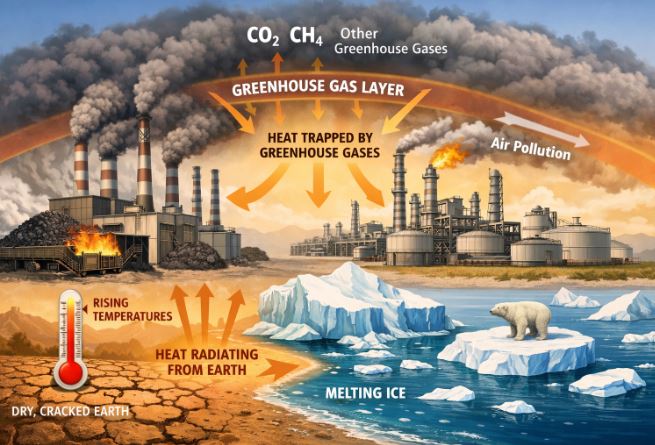 Industrial pollution contributing to climate change