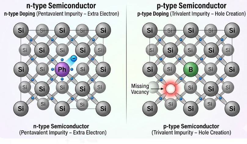 Lattice models showing Pentavalent and Trivalent doping in Silicon