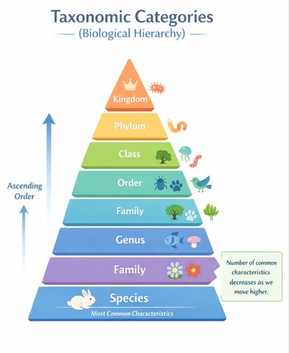 Taxonomic Hierarchy showing arrangement in ascending order