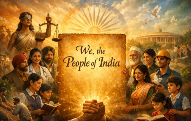 Preamble of the Indian Constitution representing constitutional values