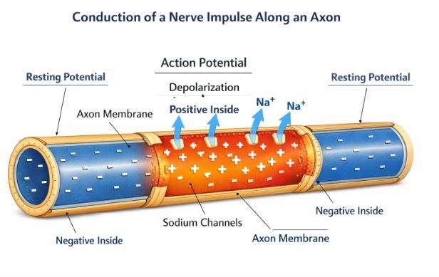 Conduction of Nerve Impulse along Axon