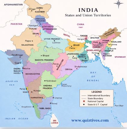 Political Map of India and its Neighbouring Countries