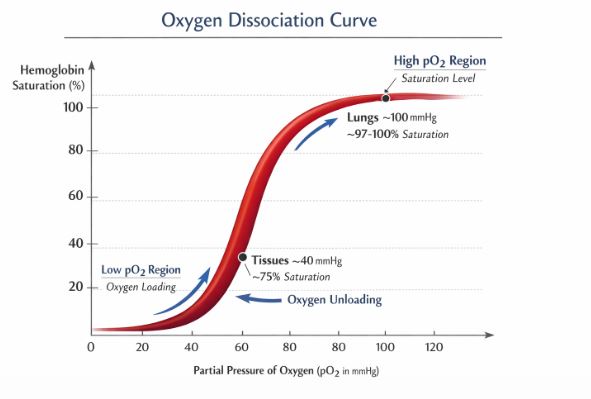 Sigmoid Oxygen Dissociation Curve graph